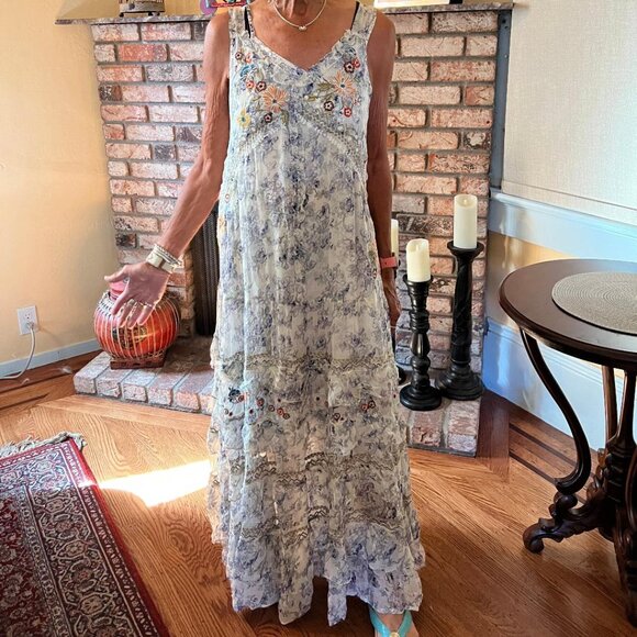 Sundance Dresses Sundance Embroidered Sleeveless Maxi Dress With